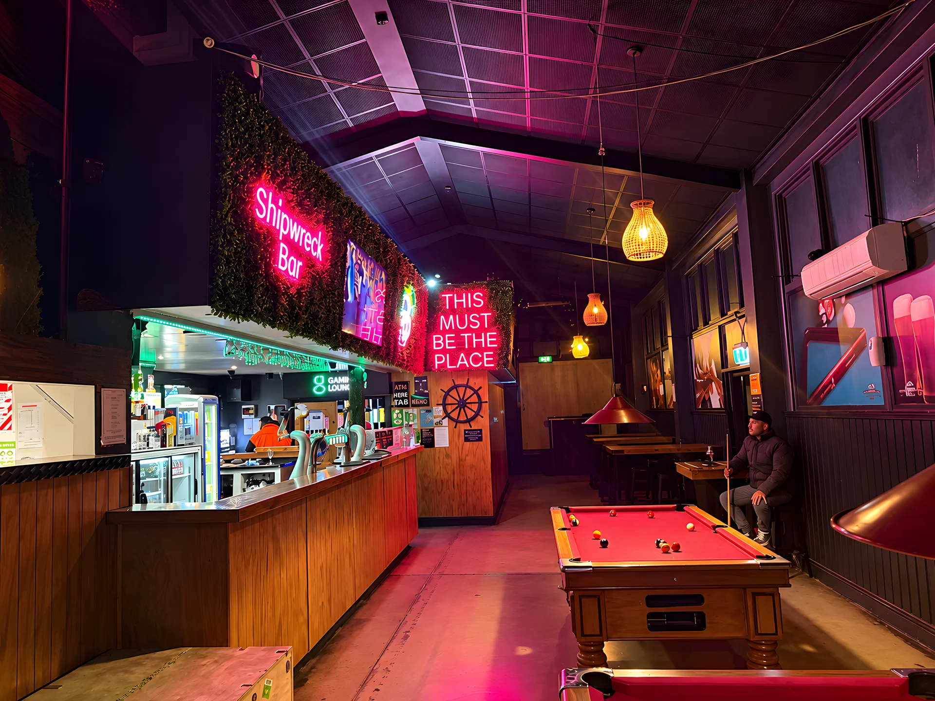 Characterful timber bar interior with a well stocked back bar